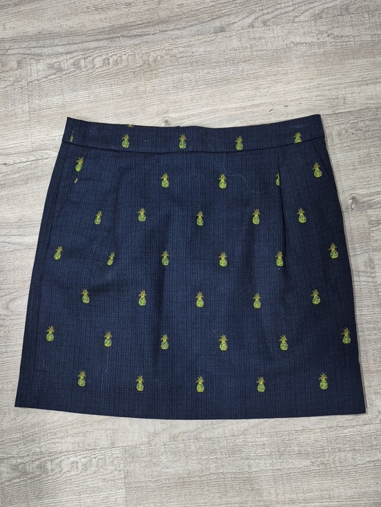 J. Crew Dresses & Skirts - J. Crew Navy Pencil Skirt with Lime Pineapple Embroidery